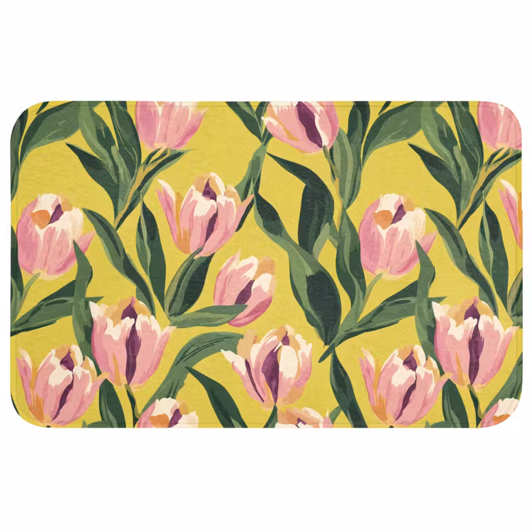 Tulpen - Botanisch - Geel Badmat middel 997 -3d