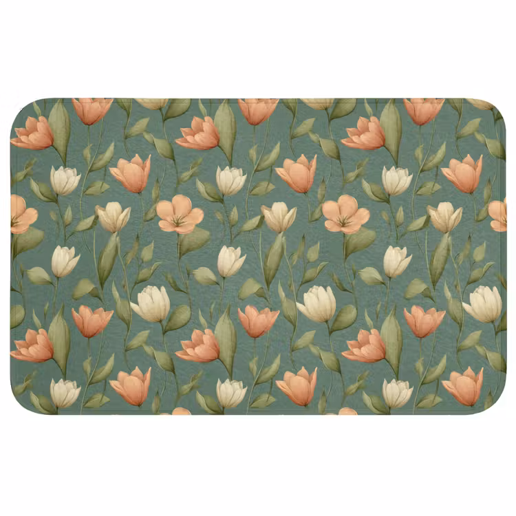 Tulpen - Botanisch - Groen Badmat middel 997 -3d
