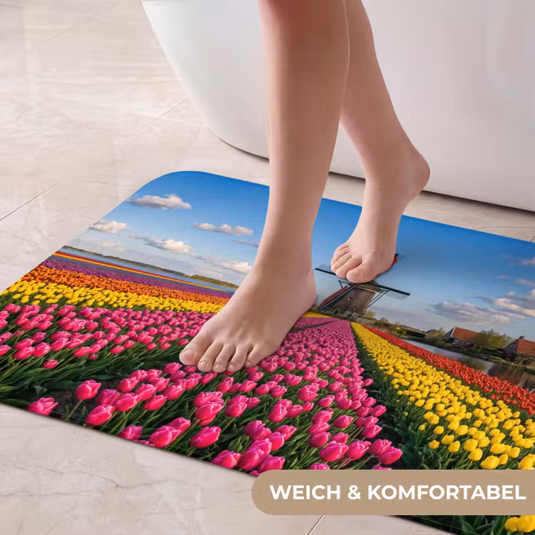 Tulpen - Holland - Molen - Kleurrijk Badmat middel -USP_ZachtDE