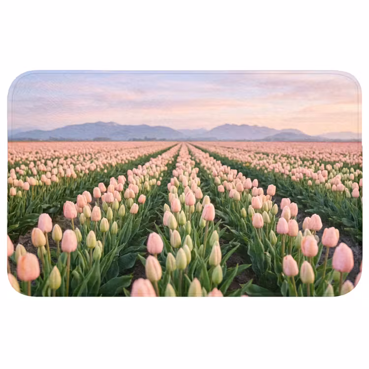 Tulpen - Landschap - Roze Badmat middel -3d