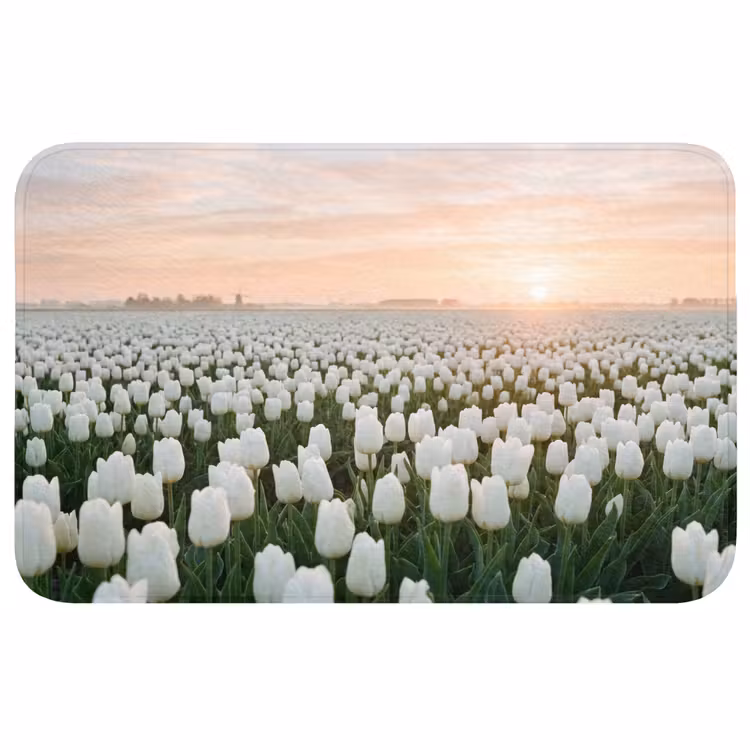Tulpen - Landschap - Wit Badmat middel -3d