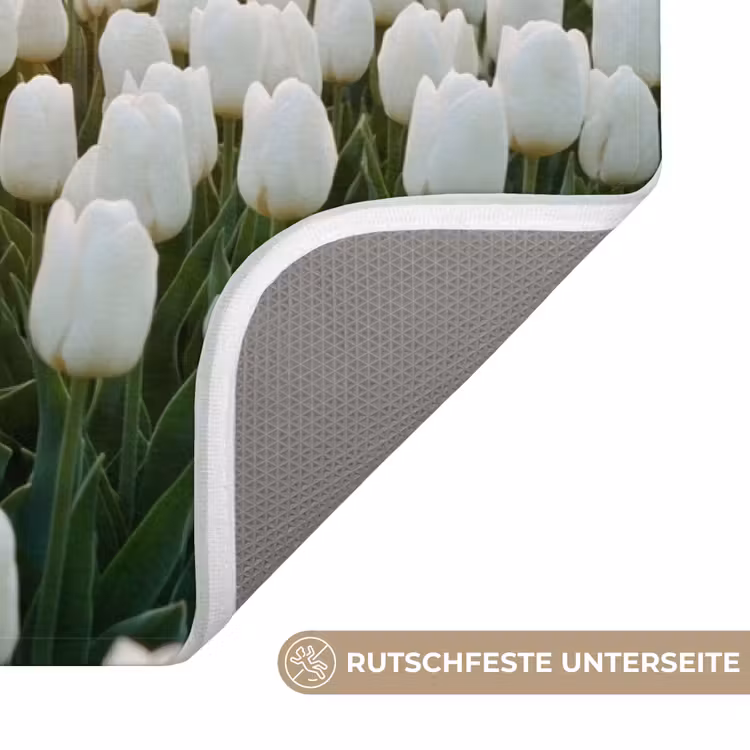 Tulpen - Landschap - Wit Badmat middel -USP_AntislipDE