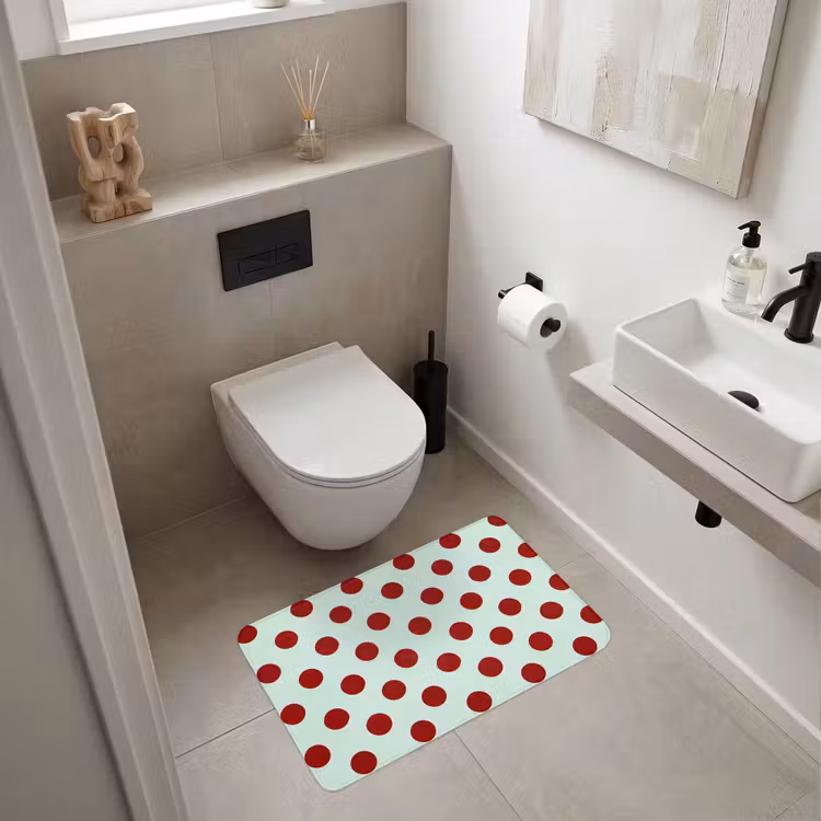 Polka - Dots - Rood Badmat middel 997 -sfeer4