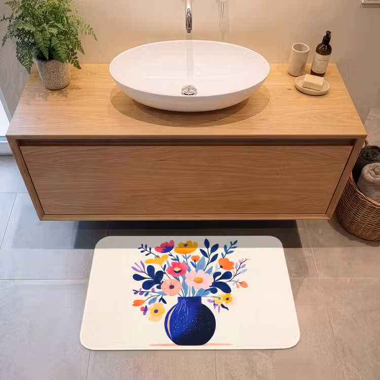 Vaas - Bloemen - Boeket Badmat middel -sfeer1
