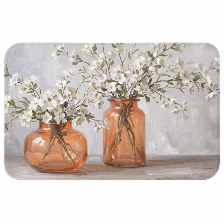 Vazen - Bloemen - Oranje Badmat middel -3d