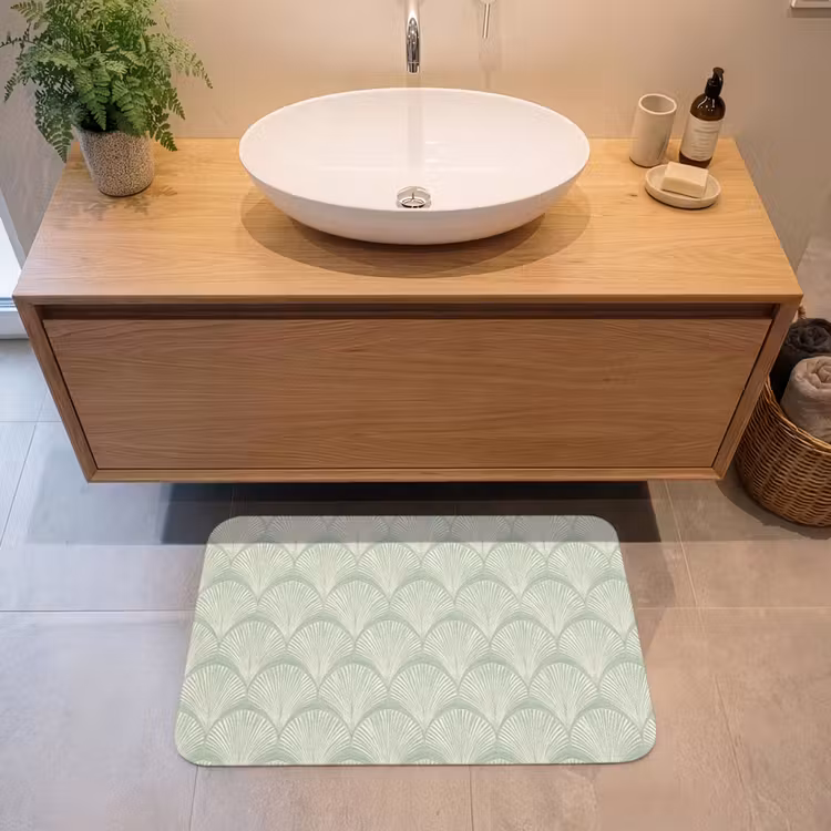Waaiers - Patroon - Groen Badmat middel 997 -sfeer1