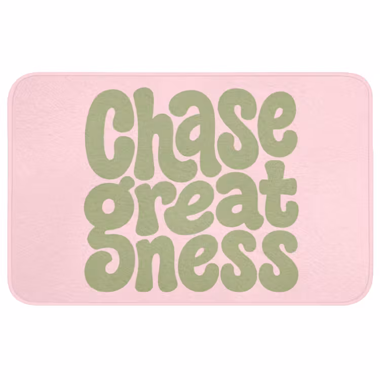 Chase greatness - Groen - Roze - Retro Badmat middel -3d