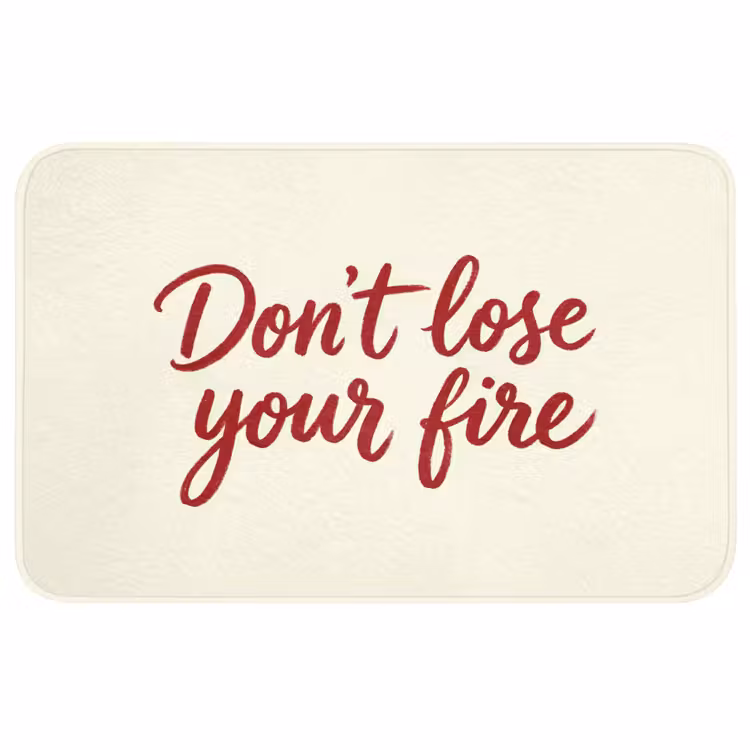 Don't lose your fire - Rood - Wit - Minimalistisch Badmat middel -3d