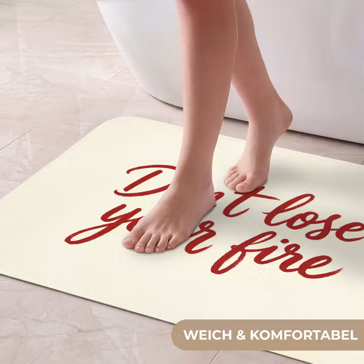 Don't lose your fire - Rood - Wit - Minimalistisch Badmat middel -USP_ZachtDE