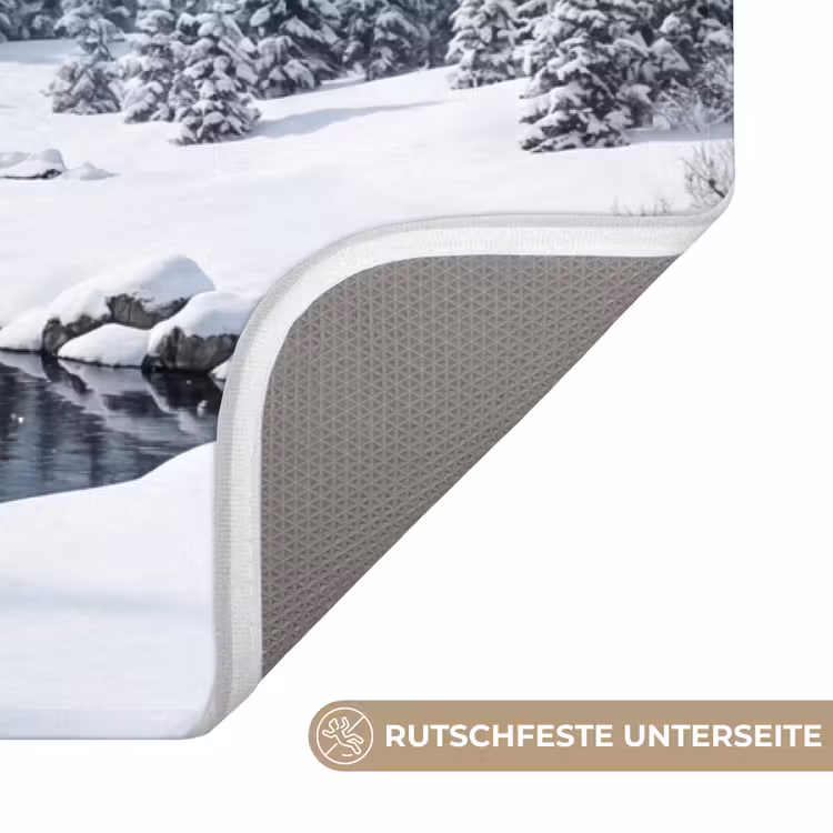 Sneeuwlandschap - Bergen - Rivier - Winter Badmat middel -USP_AntislipDE