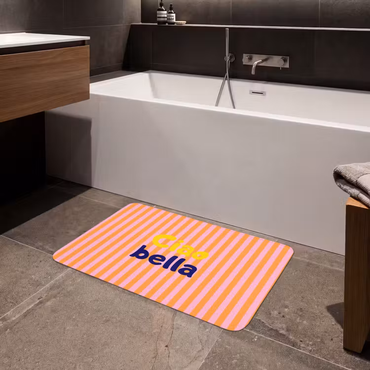 Verticaal - Strepen - Oranje - Ciao bella Badmat middel -sfeer3