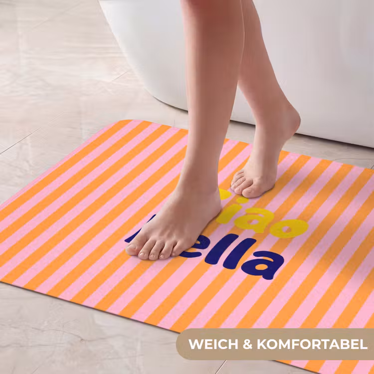 Verticaal - Strepen - Oranje - Ciao bella Badmat middel -USP_ZachtDE