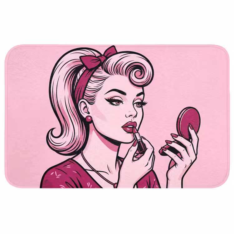 Vintage - Vrouw - Roze Badmat middel -3d