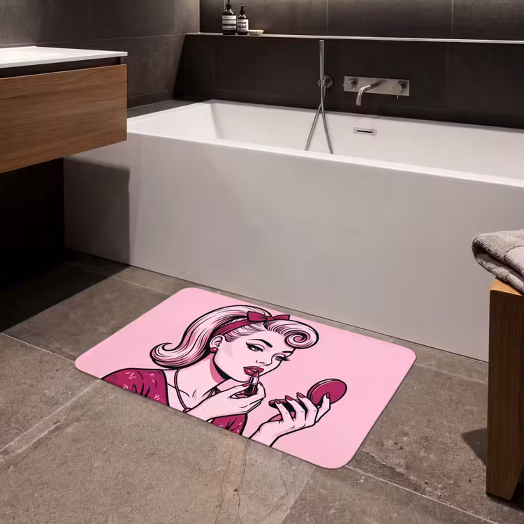 Vintage - Vrouw - Roze Badmat middel -sfeer3