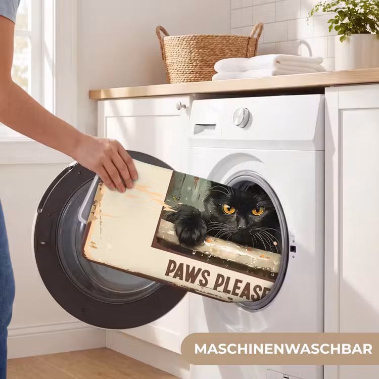 Vintage - Kat - Quotes - Wash your paws please - Spreuken Badmat middel -USP_WasbaarDE