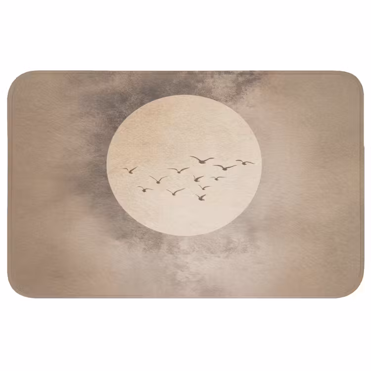 Vogel - Beige - Japandi Badmat middel -3d