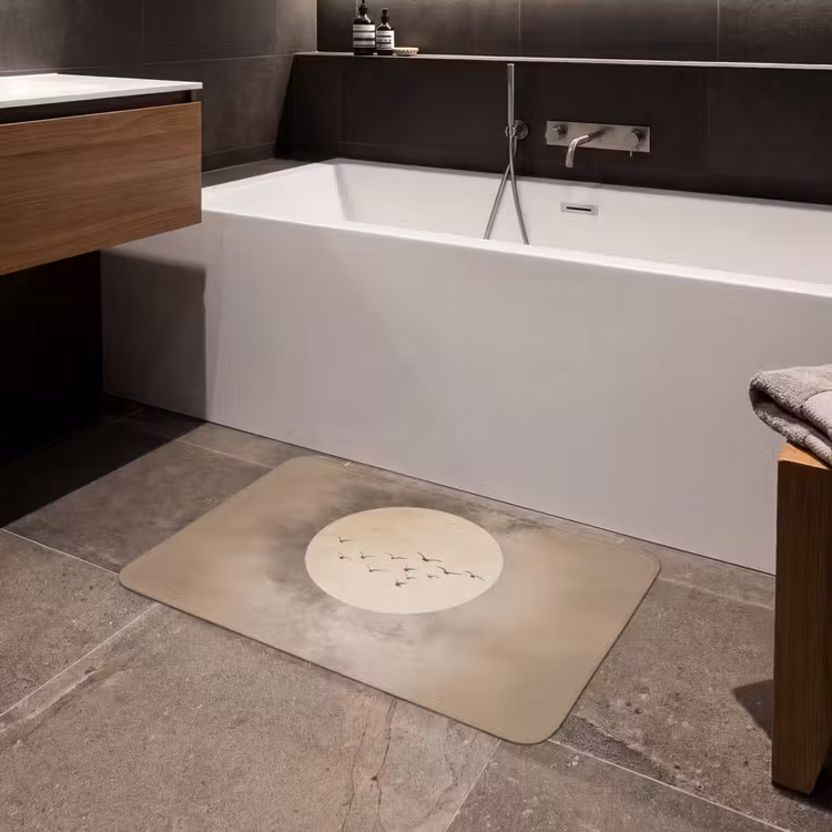 Vogel - Beige - Japandi Badmat middel -sfeer3