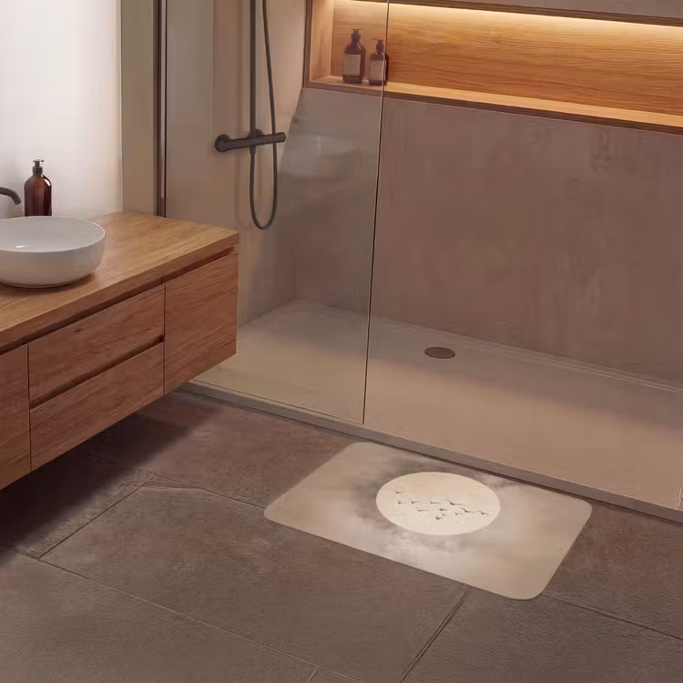 Vogel - Beige - Japandi Badmat middel -sfeer2