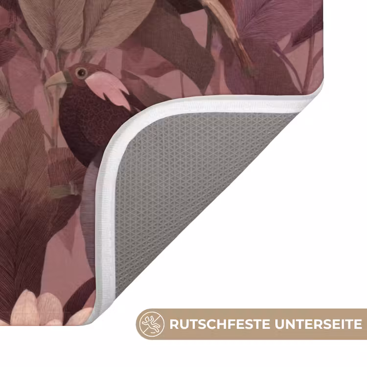 Vogels - Bladeren - Roze Badmat middel 997 -USP_AntislipDE