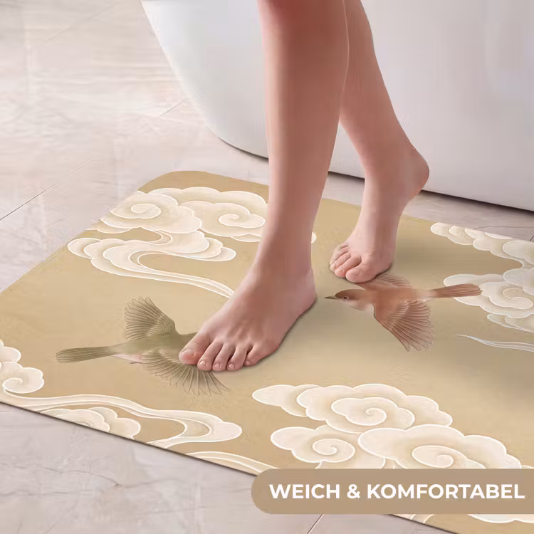 Vogels - Vliegen - Beige Badmat middel -USP_ZachtDE