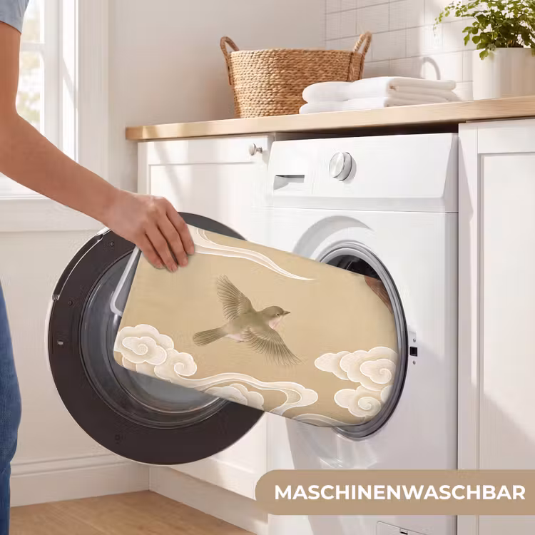 Vogels - Vliegen - Beige Badmat middel -USP_WasbaarDE