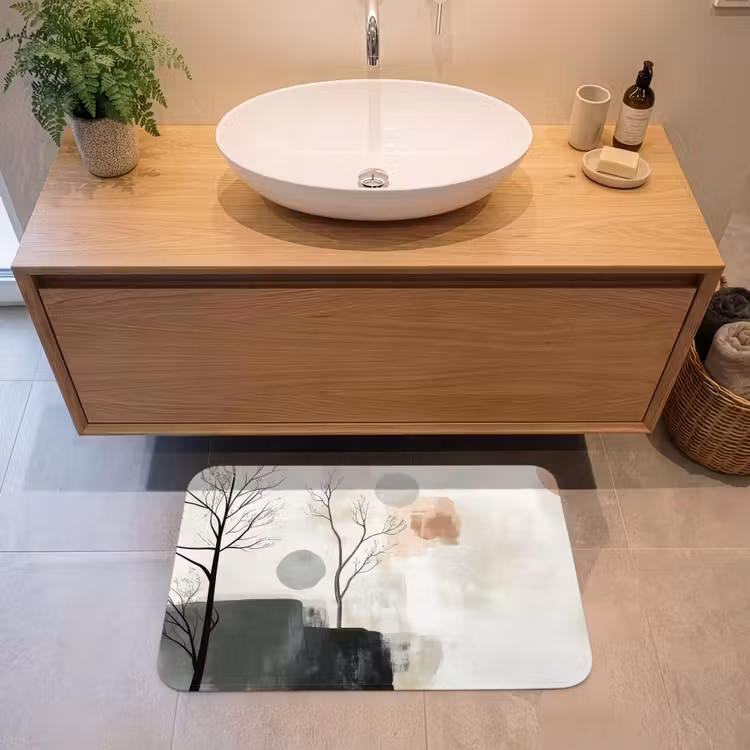 Wabi sabi - Beige - Plant Badmat middel -sfeer1
