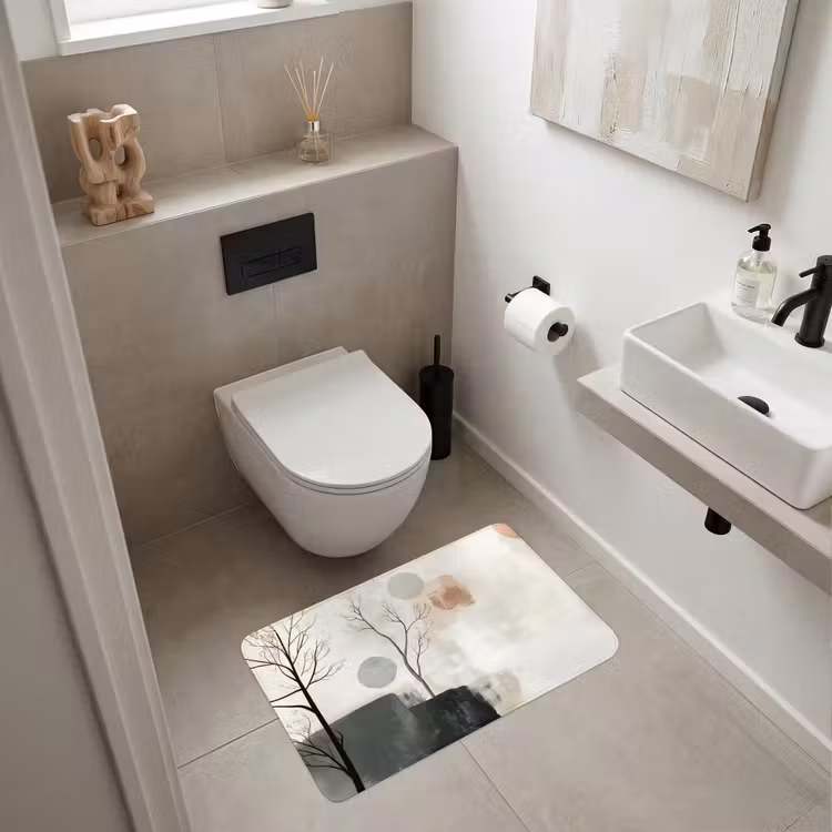 Wabi sabi - Beige - Plant Badmat middel -sfeer4