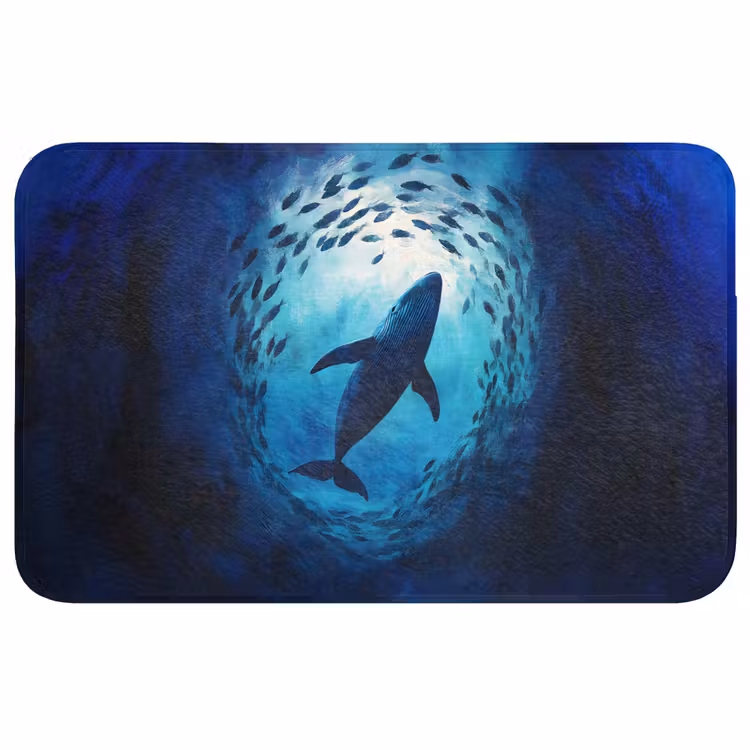 Walvis - Vissen - Donkerblauw Badmat middel -3d