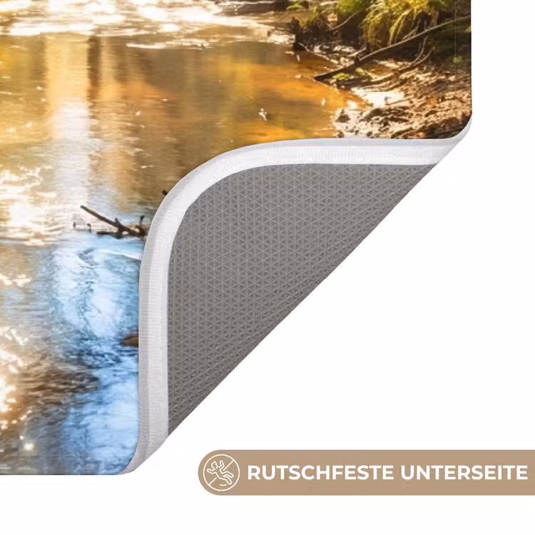 Bos - Beek - Zonlicht - Natuur - Groen Badmat middel -USP_AntislipDE
