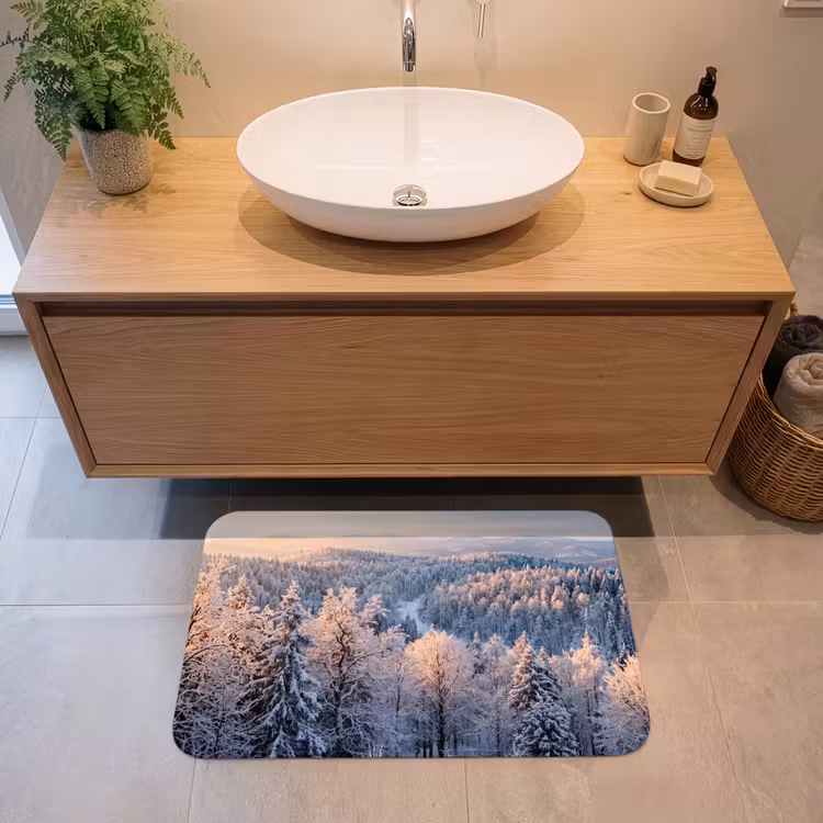 Bos - Bergen - Goud - Winter - Warm Badmat middel -sfeer1