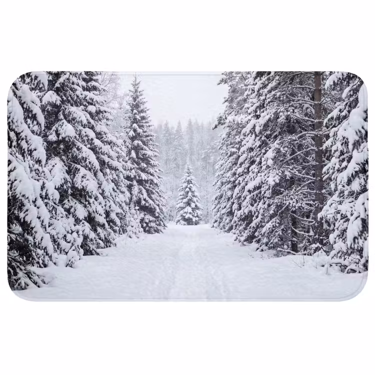Bos - Winter - Sneeuw - Pad - Natuur Badmat middel -3d