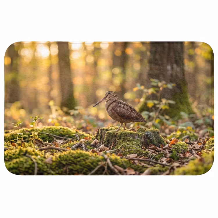 Houtsnip - Bos - Bladeren - Herfst - Gecamoufleerd Badmat middel -3d