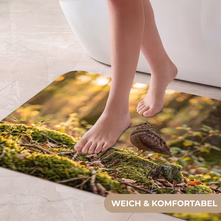 Houtsnip - Bos - Bladeren - Herfst - Gecamoufleerd Badmat middel -USP_ZachtDE