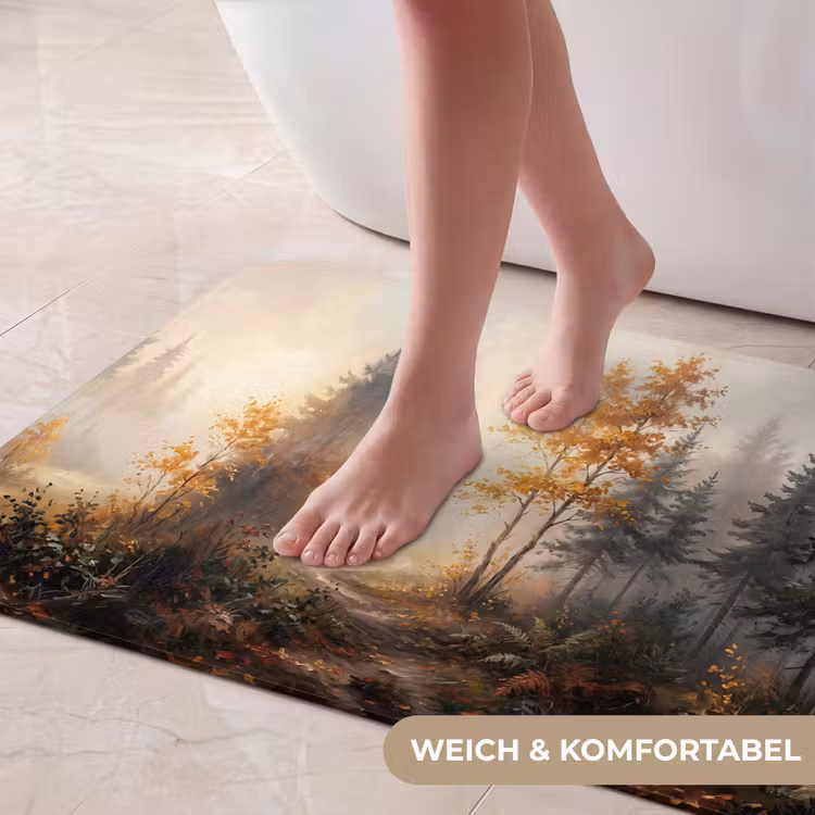 Bospad - Herfstbladeren - Natuur - Schilderachtig - Oranje Badmat middel -USP_ZachtDE
