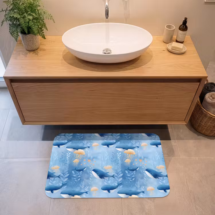 Walvissen - Oceaan - Blauw Badmat middel 997 -sfeer1