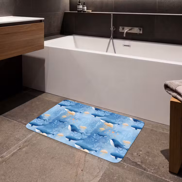 Walvissen - Oceaan - Blauw Badmat middel 997 -sfeer3