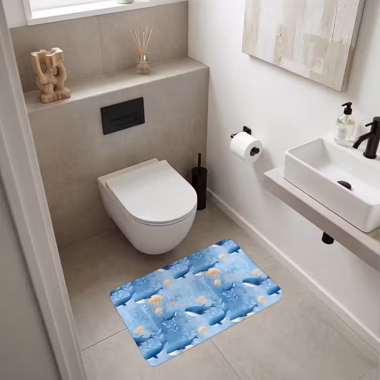Walvissen - Oceaan - Blauw Badmat middel 997 -sfeer4