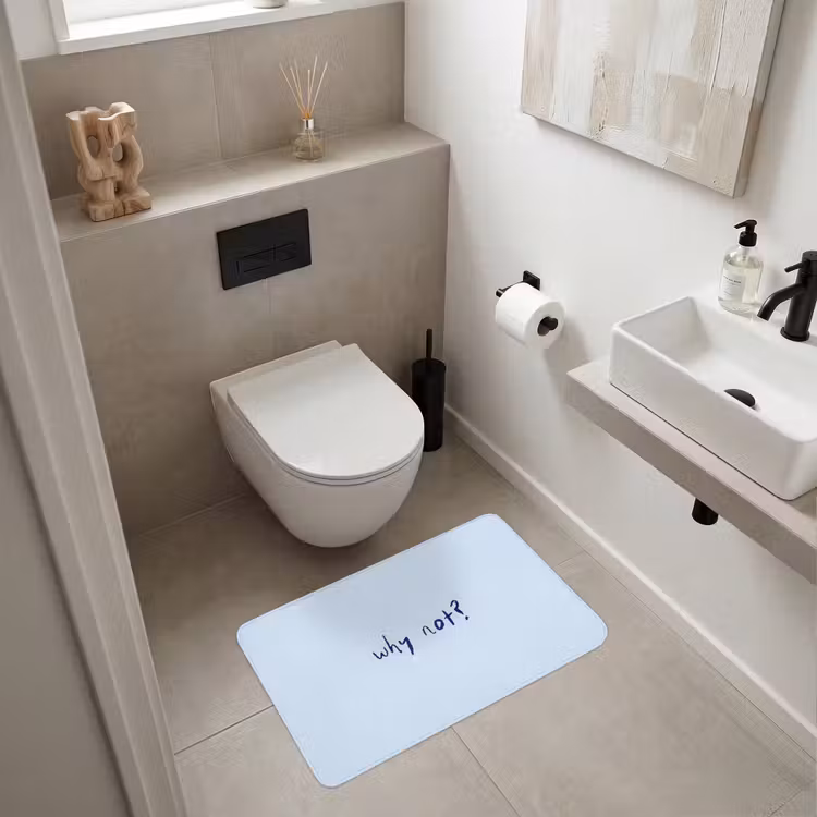 Why not - Blauw - Donker blauw - Quote Badmat middel -sfeer4