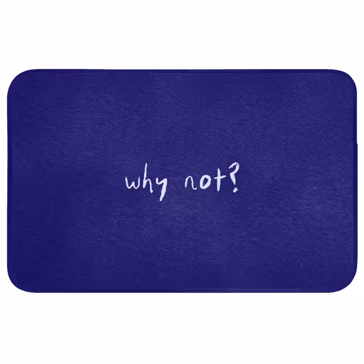 Why not - Blauw - Handgeschreven Badmat middel -3d