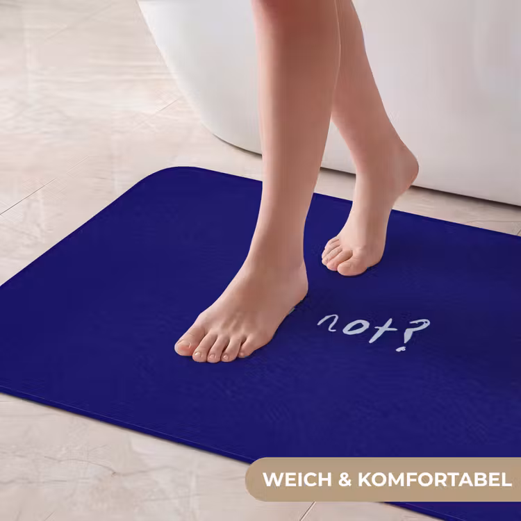 Why not - Blauw - Handgeschreven Badmat middel -USP_ZachtDE
