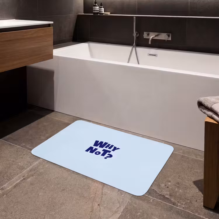 Why not - Blauw - Licht blauw - Quote Badmat middel -sfeer3