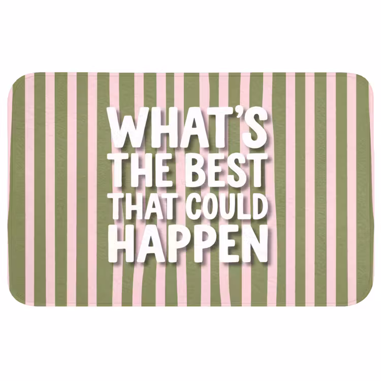 What's the best that could happen - Strepen - Groen - Roze Badmat middel -3d