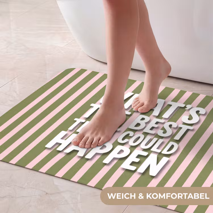 What's the best that could happen - Strepen - Groen - Roze Badmat middel -USP_ZachtDE