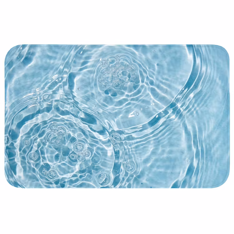 Water - Blauw - bubbels Badmat middel -3d