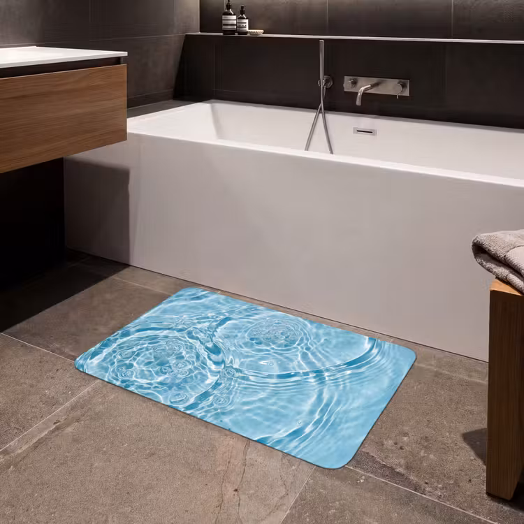Water - Blauw - bubbels Badmat middel -sfeer3
