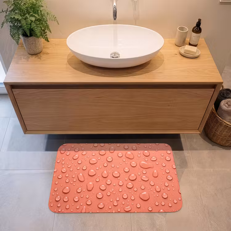 Water - Druppels - Roze Badmat middel -sfeer1