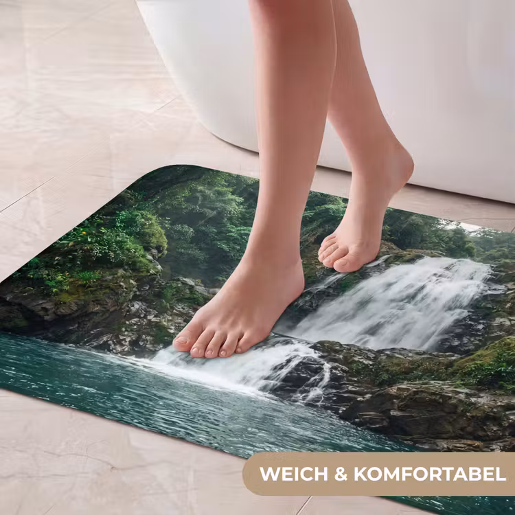 Waterval - Bos - Natuur - Groen Badmat middel -USP_ZachtDE