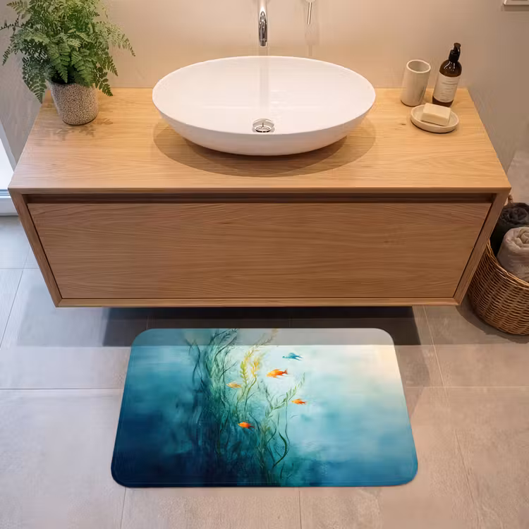 Waterplanten - Vissen - Kleurrijk - Water Badmat middel -sfeer1