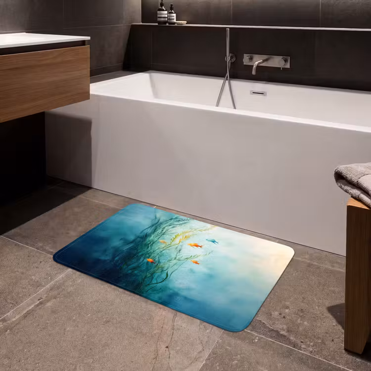 Waterplanten - Vissen - Kleurrijk - Water Badmat middel -sfeer3