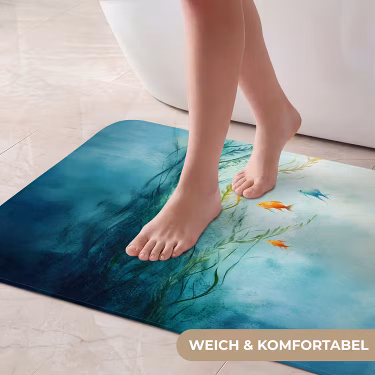 Waterplanten - Vissen - Kleurrijk - Water Badmat middel -USP_ZachtDE